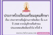 ประกาศรายชื่อผู้ผ่านการคัดเลือก ชั้นมัธยมศึกษาปีที่ 4 ปี 2568 จากบัญชีรายชื่อสำรอง ครั้งที่ 4  